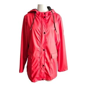 Madden‎ NYC Raincoat Red Polyurethane Coat - Large NWOT